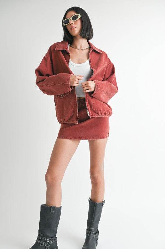 LONG SLEEVE COLLARED DENIM JACKET - Shop Style & More | Fresh Looks, Everyday Deals & Free Shipping