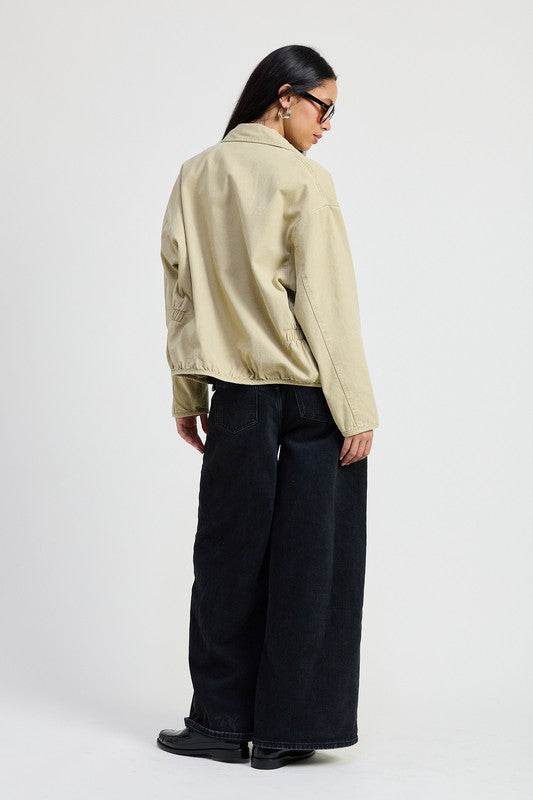 LONG SLEEVE COLLARED DENIM JACKET - Shop Style & More | Fresh Looks, Everyday Deals & Free Shipping