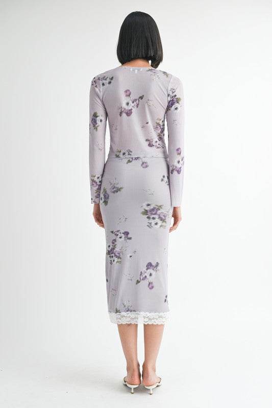 FLORAL MIDI SKIRT WITH LACE TRIM - Shop Style & More | Fresh Looks, Everyday Deals & Free Shipping