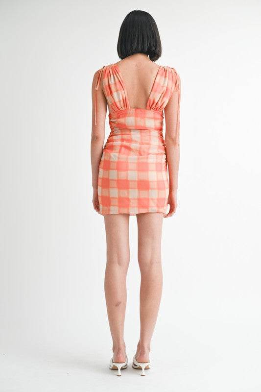 SHIRRED MINI DRESS WITH SHOULDER TIE - Shop Style & More | Fresh Looks, Everyday Deals & Free Shipping
