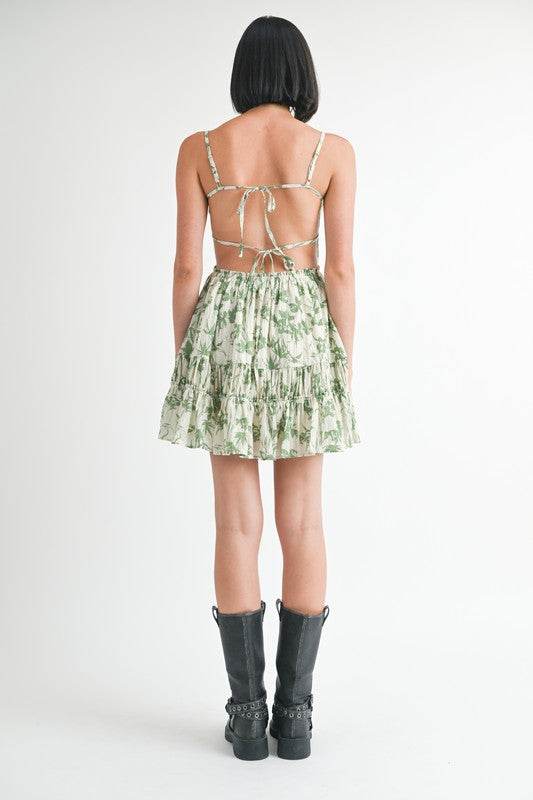 TIERED MINI FLORAL DRESS WITH BACK TIE - Shop Style & More | Fresh Looks, Everyday Deals & Free Shipping