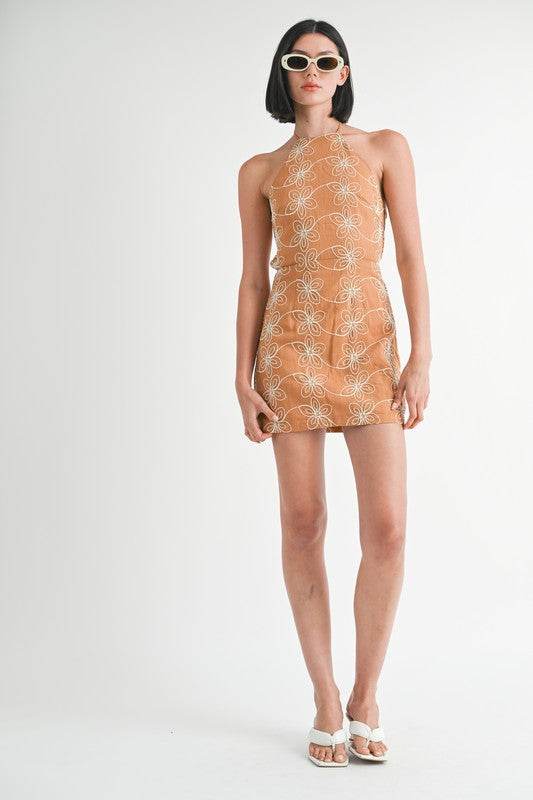 HALTER NECK PRINTED MINI DRESS WITH BACK TIE - Shop Style & More | Fresh Looks, Everyday Deals & Free Shipping