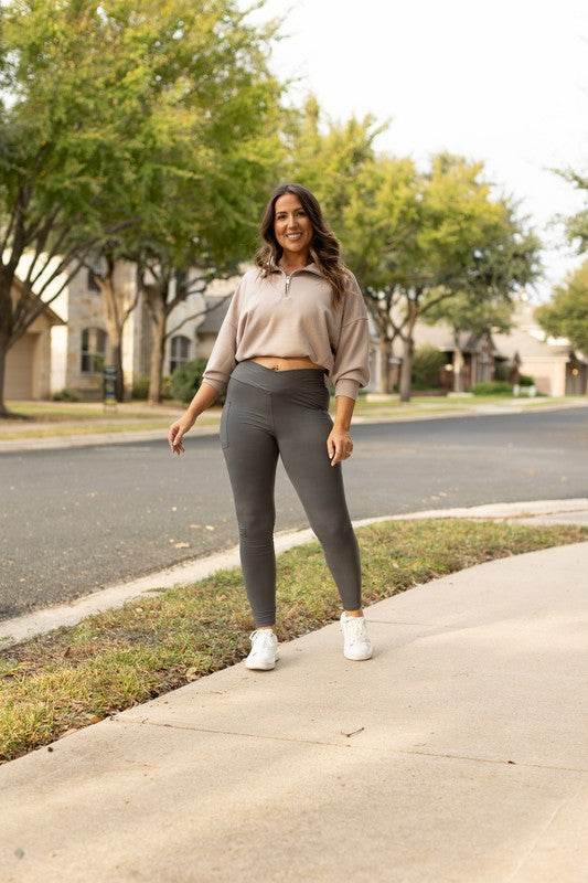 The Caitlin Charcoal Crossover Leggings R2 - Shop Style & More | Fresh Looks, Everyday Deals & Free Shipping