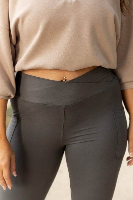 The Caitlin Charcoal Crossover Leggings R2 - Shop Style & More | Fresh Looks, Everyday Deals & Free Shipping