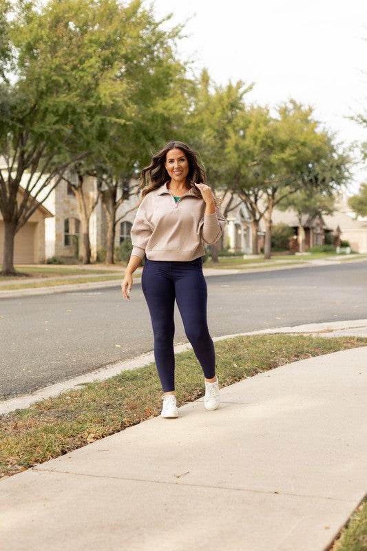 The Nadia Navy Crossover Full Length Leggings - Shop Style & More | Fresh Looks, Everyday Deals & Free Shipping