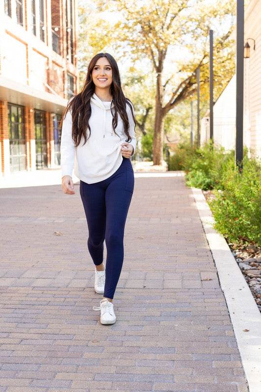 The Nadia Navy Crossover Full Length Leggings - Shop Style & More | Fresh Looks, Everyday Deals & Free Shipping