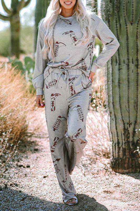 Women Printed Long Sleeve Top Pants Lounge Set - Shop Style & More | Fresh Looks, Everyday Deals & Free Shipping