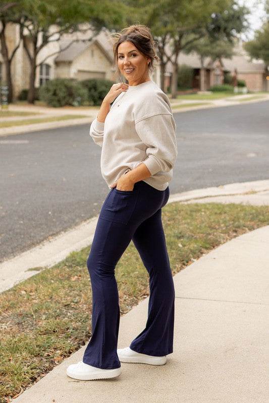 The Mila Navy Bootcut Leggings - Shop Style & More | Fresh Looks, Everyday Deals & Free Shipping