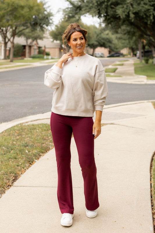 The Maeve Maroon Bootcut Leggings Round 2 - Shop Style & More | Fresh Looks, Everyday Deals & Free Shipping