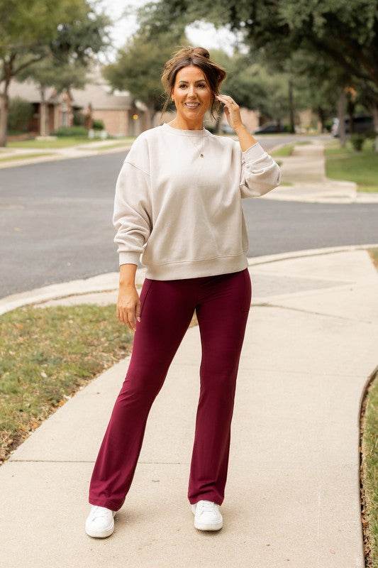 The Maeve Maroon Bootcut Leggings Round 2 - Shop Style & More | Fresh Looks, Everyday Deals & Free Shipping