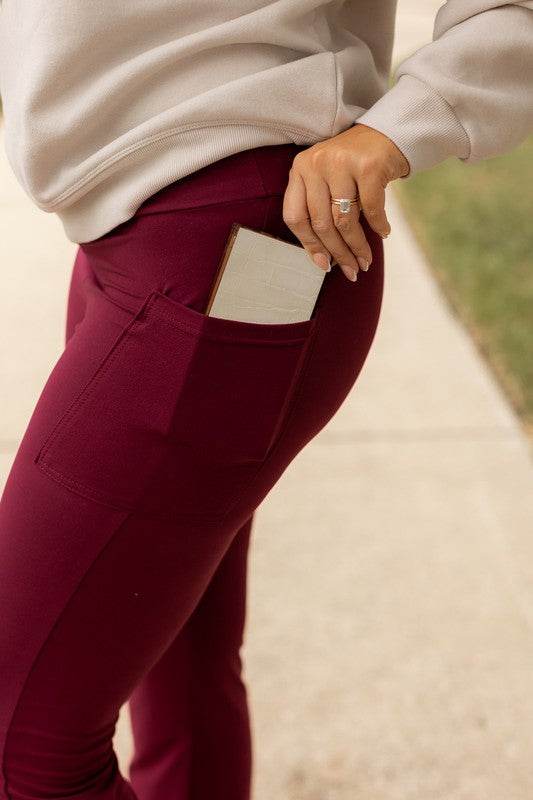 The Maeve Maroon Bootcut Leggings Round 2 - Shop Style & More | Fresh Looks, Everyday Deals & Free Shipping