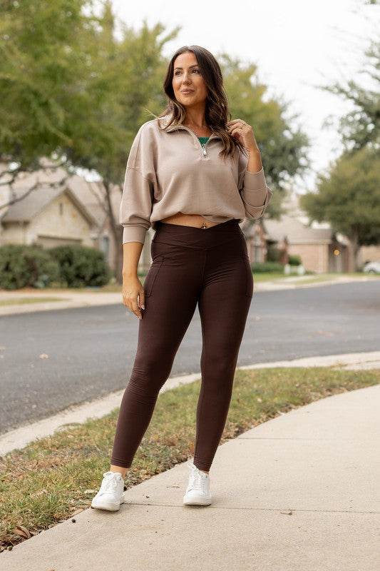 The Becca Brown Crossover Full Length Leggings - Shop Style & More | Fresh Looks, Everyday Deals & Free Shipping