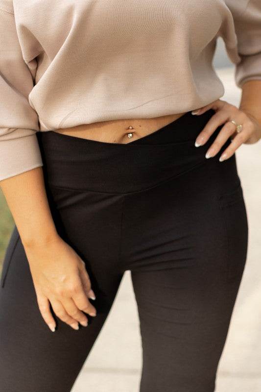 The Liz - Crossover Bootcut Leggings with Pockets - Shop Style & More | Fresh Looks, Everyday Deals & Free Shipping