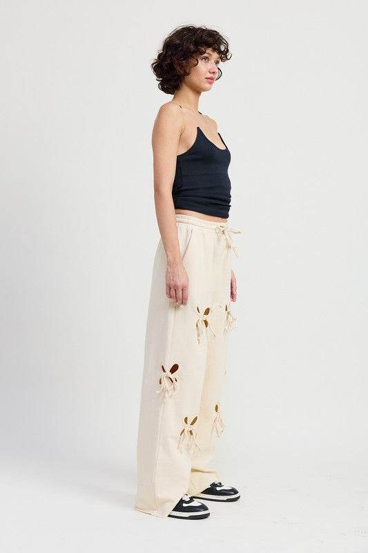 FRENCH TERRY PANTS WITH CUTOUT DETAIL - Shop Style & More | Fresh Looks, Everyday Deals & Free Shipping