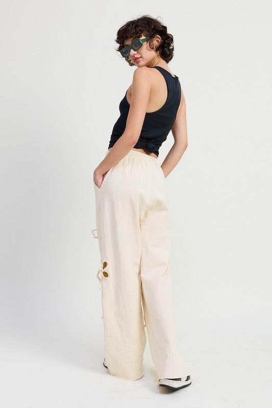 FRENCH TERRY PANTS WITH CUTOUT DETAIL - Shop Style & More | Fresh Looks, Everyday Deals & Free Shipping