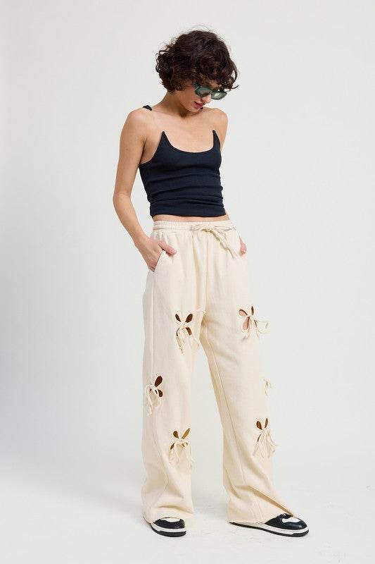 FRENCH TERRY PANTS WITH CUTOUT DETAIL - Shop Style & More | Fresh Looks, Everyday Deals & Free Shipping