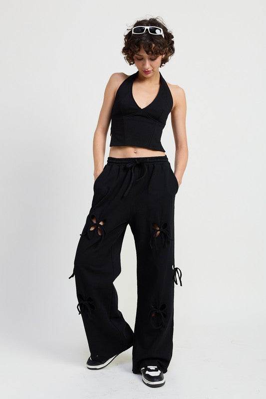 FRENCH TERRY PANTS WITH CUTOUT DETAIL - Shop Style & More | Fresh Looks, Everyday Deals & Free Shipping