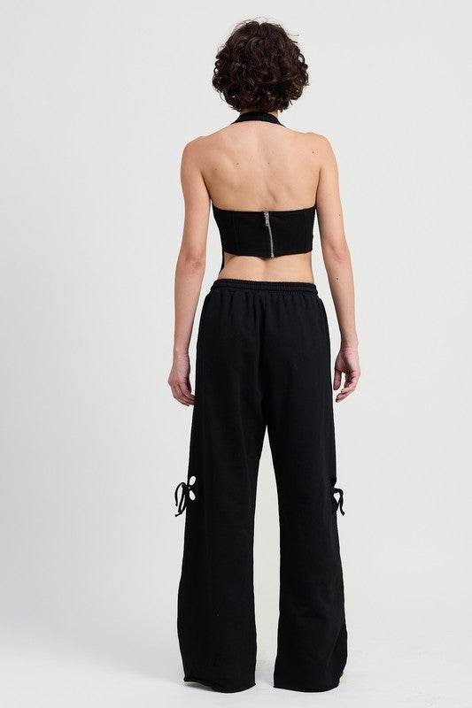 FRENCH TERRY PANTS WITH CUTOUT DETAIL - Shop Style & More | Fresh Looks, Everyday Deals & Free Shipping