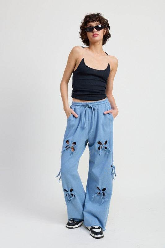 FRENCH TERRY PANTS WITH CUTOUT DETAIL - Shop Style & More | Fresh Looks, Everyday Deals & Free Shipping