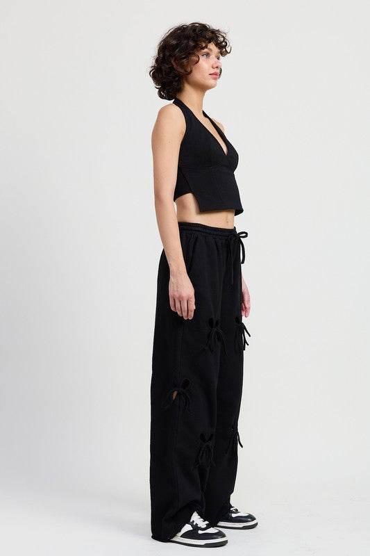 FRENCH TERRY PANTS WITH CUTOUT DETAIL - Shop Style & More | Fresh Looks, Everyday Deals & Free Shipping