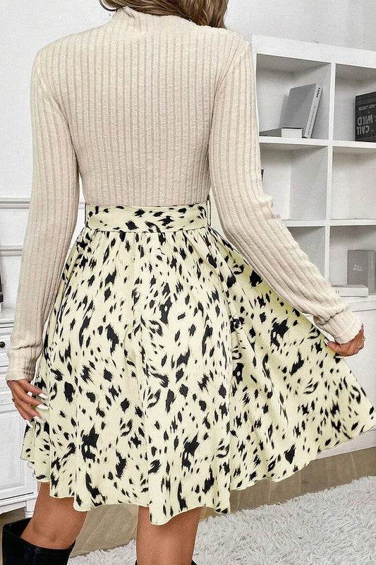 Women Knit Patchwork Printed Belted A-line Dress - Shop Style & More | Fresh Looks, Everyday Deals & Free Shipping