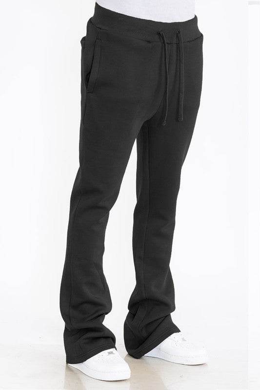 Mens Solid Fleece Flare Stacked PANTS - Shop Style & More | Fresh Looks, Everyday Deals & Free Shipping