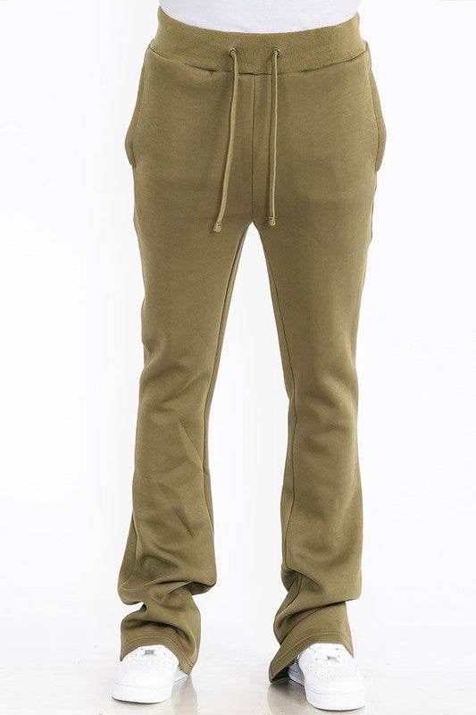 Mens Solid Fleece Flare Stacked PANTS - Shop Style & More | Fresh Looks, Everyday Deals & Free Shipping