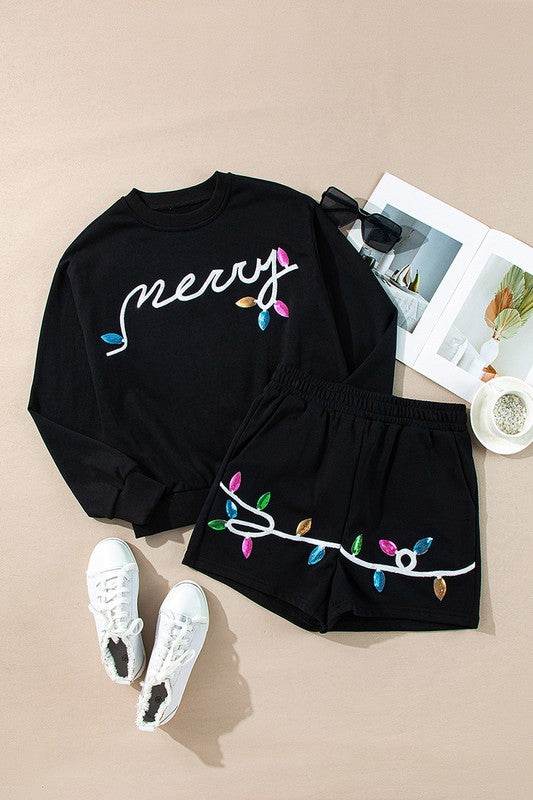 Women Merry Graphic Pullover and Shorts Outfit - Shop Style & More | Fresh Looks, Everyday Deals & Free Shipping