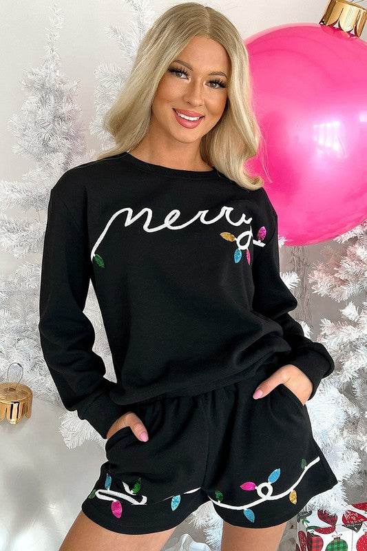 Women Merry Graphic Pullover and Shorts Outfit - Shop Style & More | Fresh Looks, Everyday Deals & Free Shipping
