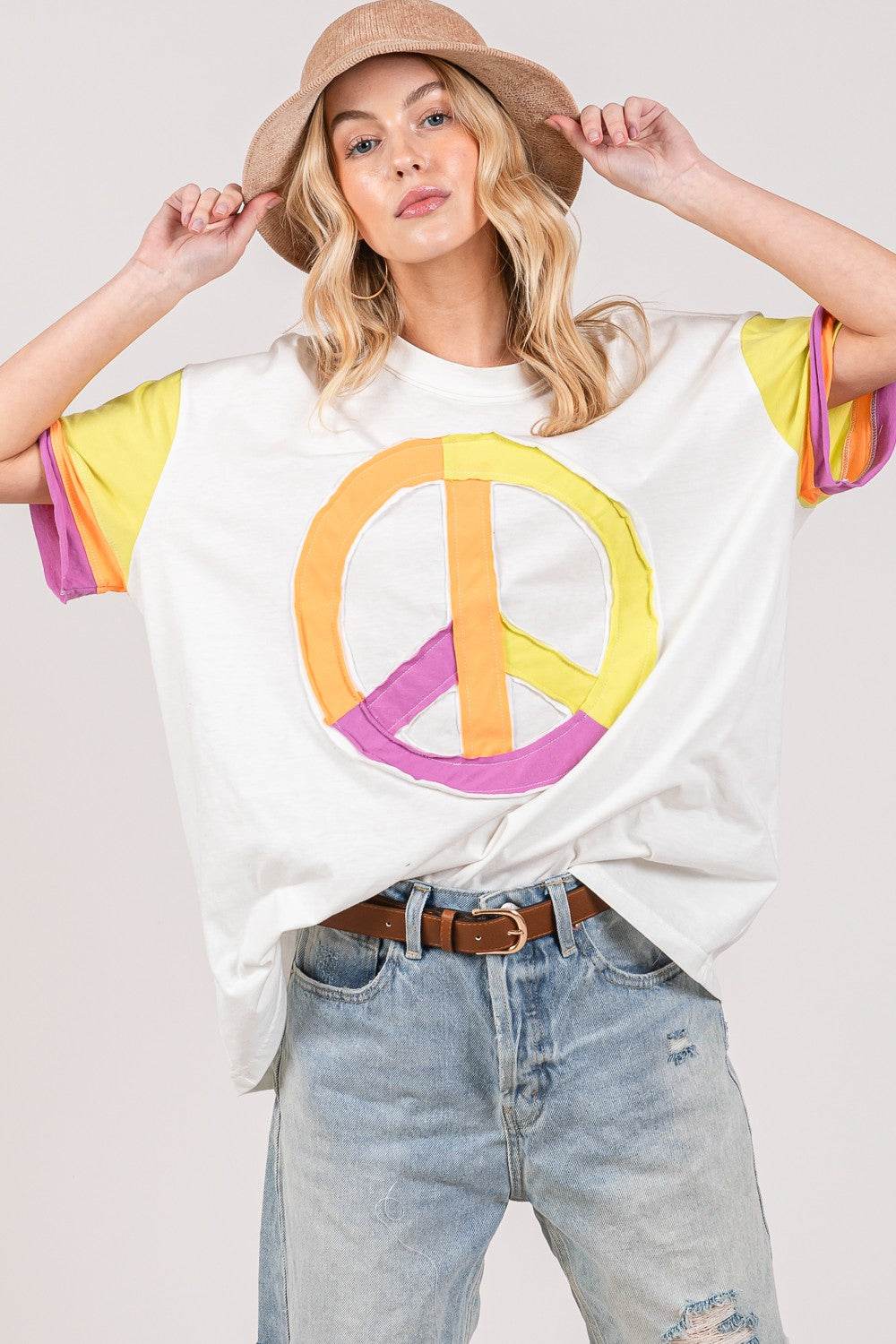 SAGE + FIG Color Block Peace Applique T-Shirt - Shop Style & More | Fresh Looks, Everyday Deals & Free Shipping