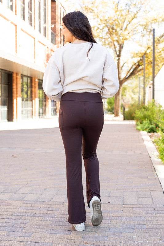 The Rhea Brown Bootcut Leggings - Shop Style & More | Fresh Looks, Everyday Deals & Free Shipping