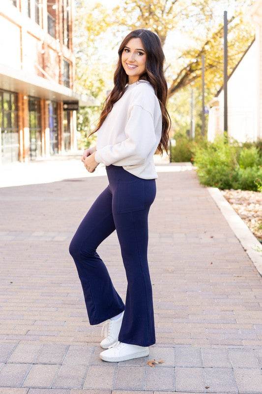 The Mila Navy Bootcut Leggings - Shop Style & More | Fresh Looks, Everyday Deals & Free Shipping