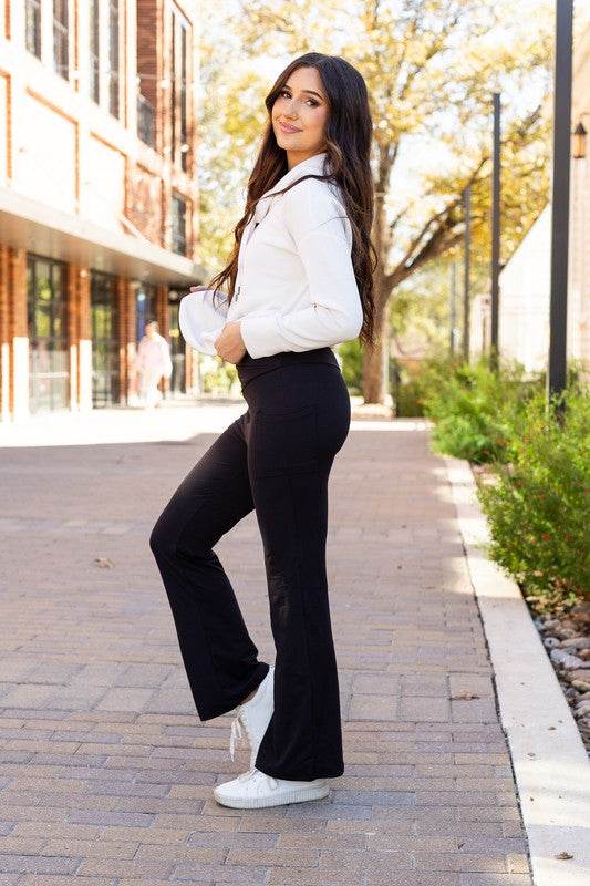 The Liz - Crossover Bootcut Leggings with Pockets - Shop Style & More | Fresh Looks, Everyday Deals & Free Shipping