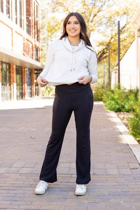 The Liz - Crossover Bootcut Leggings with Pockets - Shop Style & More | Fresh Looks, Everyday Deals & Free Shipping