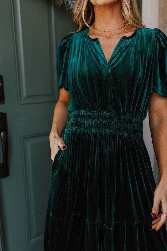 Women Short Sleeve Shirred Waist Tiered Maxi Dress - Shop Style & More | Fresh Looks, Everyday Deals & Free Shipping