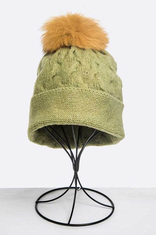 Cuffed Genuine Fur Pom Slouchy Beanie - Shop Style & More | Fresh Looks, Everyday Deals & Free Shipping