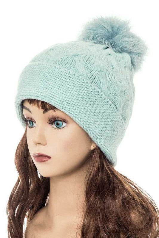 Cuffed Genuine Fur Pom Slouchy Beanie - Shop Style & More | Fresh Looks, Everyday Deals & Free Shipping
