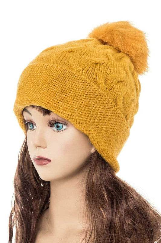 Cuffed Genuine Fur Pom Slouchy Beanie - Shop Style & More | Fresh Looks, Everyday Deals & Free Shipping
