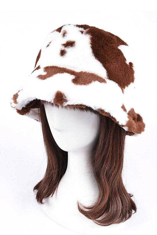 Cow Print Faux Fur Bucket Hat - Shop Style & More | Fresh Looks, Everyday Deals & Free Shipping