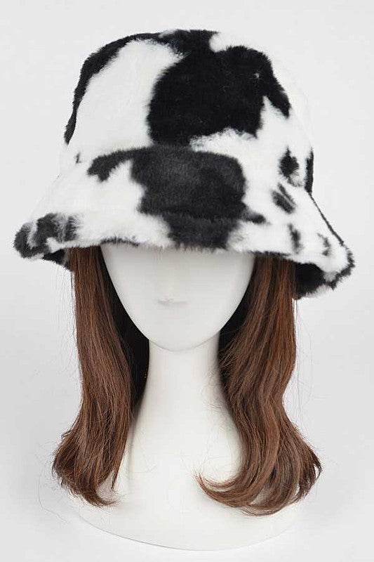 Cow Print Faux Fur Bucket Hat - Shop Style & More | Fresh Looks, Everyday Deals & Free Shipping