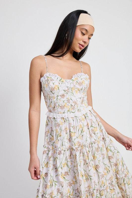 MIDI FLORAL CORSET DRESS - Shop Style & More | Fresh Looks, Everyday Deals & Free Shipping