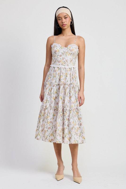 MIDI FLORAL CORSET DRESS - Shop Style & More | Fresh Looks, Everyday Deals & Free Shipping