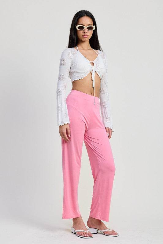 LONG SLEEVE FRONT CINCH TIE TOP - Shop Style & More | Fresh Looks, Everyday Deals & Free Shipping
