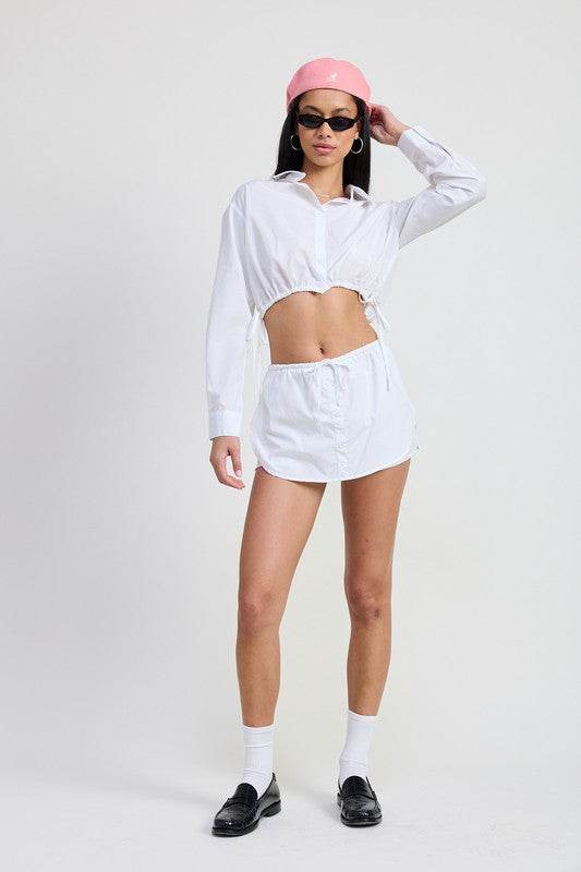 CINCHED MINI SKORT WITH DRAWSTRING - Shop Style & More | Fresh Looks, Everyday Deals & Free Shipping
