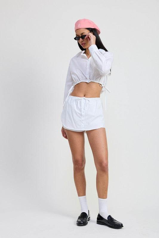 CINCHED MINI SKORT WITH DRAWSTRING - Shop Style & More | Fresh Looks, Everyday Deals & Free Shipping