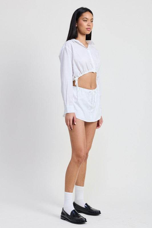 CINCHED MINI SKORT WITH DRAWSTRING - Shop Style & More | Fresh Looks, Everyday Deals & Free Shipping