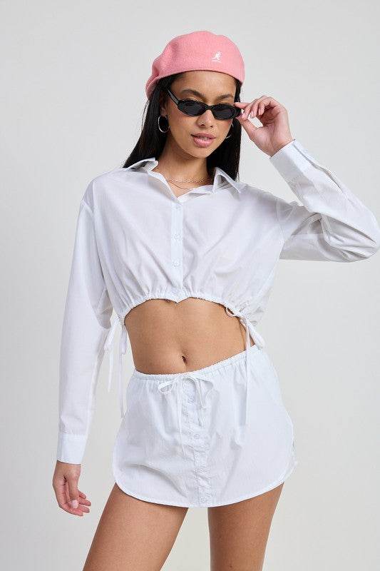 CINCHED MINI SKORT WITH DRAWSTRING - Shop Style & More | Fresh Looks, Everyday Deals & Free Shipping
