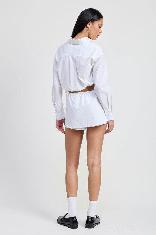 CINCHED MINI SKORT WITH DRAWSTRING - Shop Style & More | Fresh Looks, Everyday Deals & Free Shipping