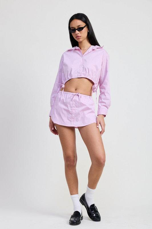 MINI SKORT WITH WAIST DRAWSTRING - Shop Style & More | Fresh Looks, Everyday Deals & Free Shipping