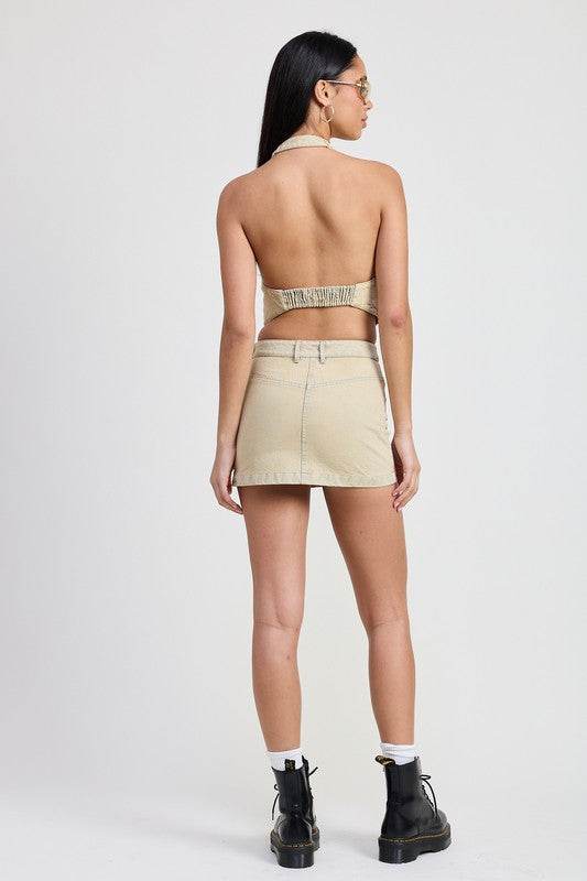 BUTTON DOWN HALTER NECK TOP - Shop Style & More | Fresh Looks, Everyday Deals & Free Shipping